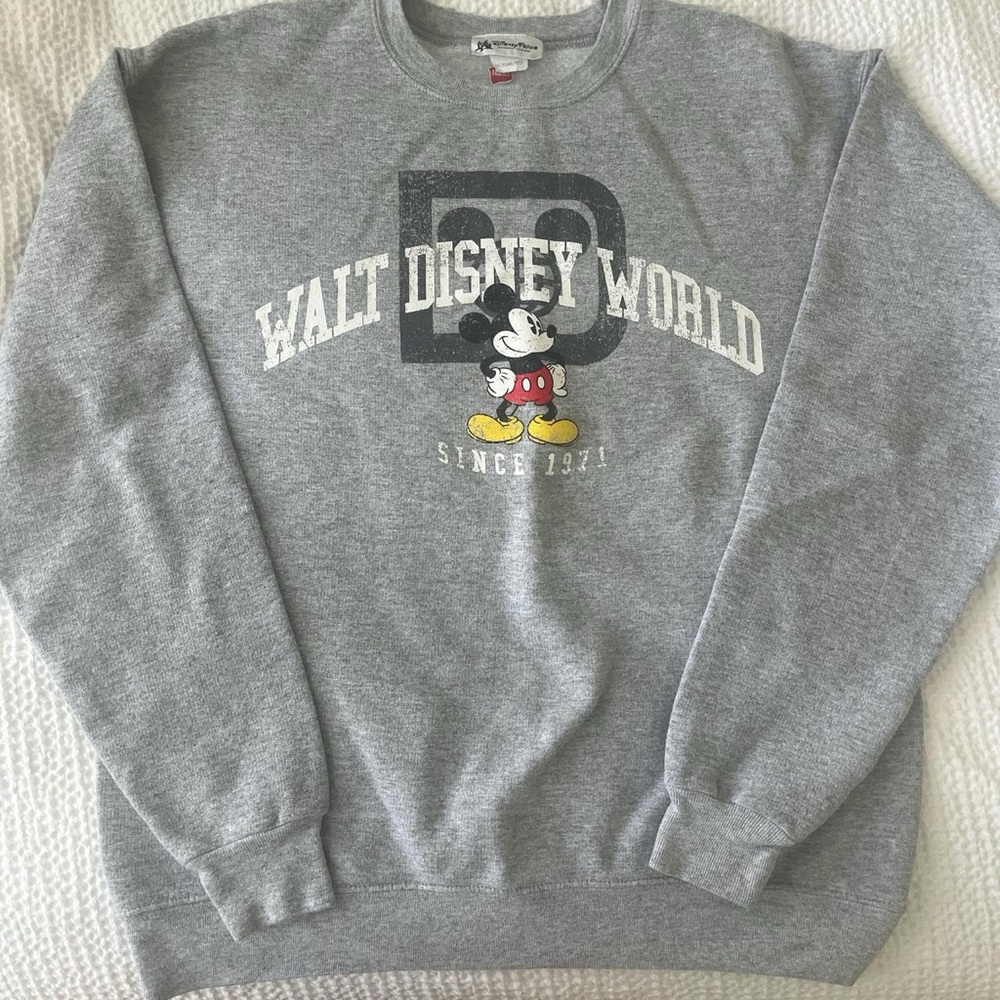 Disney Gray Crewneck Sweater with Mickey Mouse